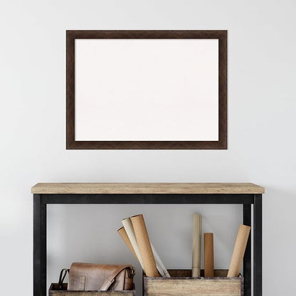 Amanti Art White Cork Board for Wall, 23x31 Vision Board with Brown Wood Frame, Medium Corkboard Office Decor for Home Organization, Casual Corkboard Pinboard to display items for home organization