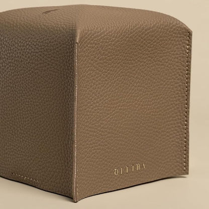 OLETHA Square Tissue Box Cover - Aesthetic Desk Decor for Room, Home & Office - Tissues Cube Boxes Holder - Tan Gray, Set of 2