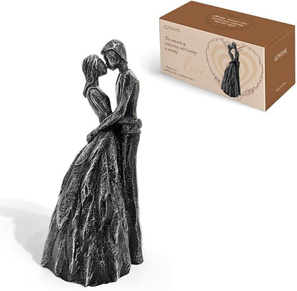 Wedding Anniversary Engagement Gifts for Couples, Room Decor Love Figurines, Black Resin Couple Embracing Sculpture, Aesthetic Statue Knick Knacks for Bedroom, Living Room, Desk, Coffee Table