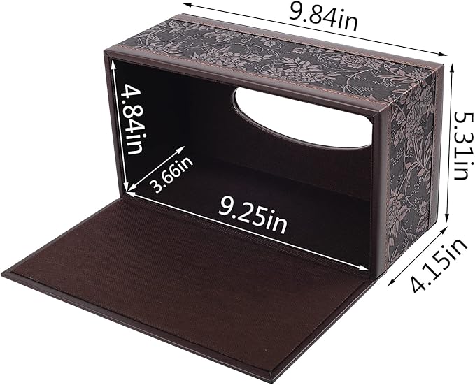 Antique PU Leather Tissue Box Holder Cover Rectangular Napkin Case Dispenser,Home Office Car Tissue Holder with Magnetic Bottom,Facial Tissue Organizer (Retro)