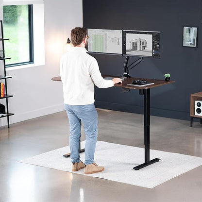 VIVO Electric 63 x 32 in Standing Desk, Touch Screen Adjustment, 220 lb Frame Support, 2E Series, Dark Walnut Top Black Frame, DESK-KIT-2EBD