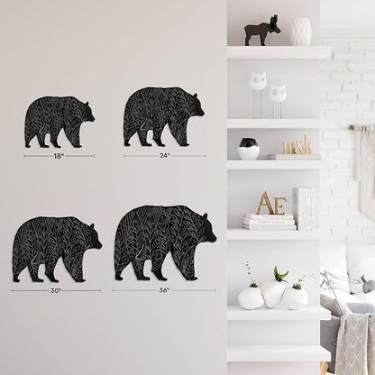 SIGNLEADER Metal Wall Art Decor Big Bear Minimalist Modern Abstract Wall Sculpture Hangings Home Decoration for Living Room, Bedroom, Bathroom, Kitchen, Outdoor - 18" Black