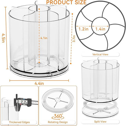 Yieach 360 Rotating Acrylic Clear Pen Holders and Pencil Cups for Desk,Small Cute Desk Organizers Accessories and Makeup Brush Holder,Spinning Pencil Caddy School Supplies Organizer for Teacher,1PCS