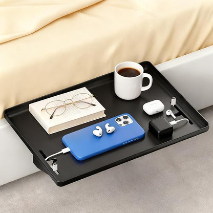 Bedside Shelf for Bunk Beds, Clip On Bed Table with Charging Cable Organizer, Floating Nightstand for Small Spaces, Dorm Room & Kids Room Essentials, Black