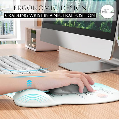 MROCO Ergonomic Mouse Pad with Gel Wrist Rest, 9.4 x 8.1 in, Feather Arrow | Ergonomic Shape Design, Multiple Pattern Options, Gel Wrist Comfort, Smooth Lycra Surface, Non-Slip PU Base