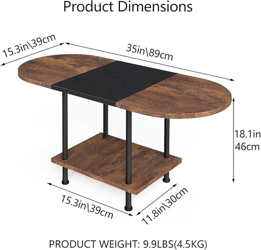 Coffee Tables, Modern Center Table with Storage Shelf, 2-Tier Table for Living Room, Modern Two-Tone Design (Mixed Brown)