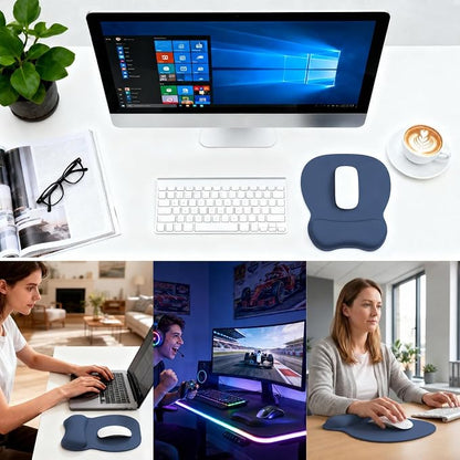 EooCoo Ergonomic Mouse Pad with Wrist Support, Mousepad with Memory Foam Wrist Rest and Non-Slip Base for Computer, Cafe, Home & Office, 9.64 x 8.26 in Office Desk Accessories