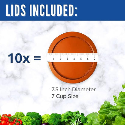 Replacement Lids fits Pyrex 6 & 7-Cup Glass Food Storage Container Bowls, 7.5-Inch Plastic Round Lids Covers for Pyrex 7402-PC, Airtight & Leakproof (10-Pack, Orange)