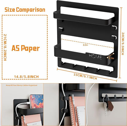 Yieach Bedside Shelf for Dorm Bed,Rv,Small Room and Nightstand,Wall Mounted Floating Shelves and Bedside Wall Organizer for Remote,Phone Holder,Charging Shelf,Cute Bedroom Decor for College Girl,Black