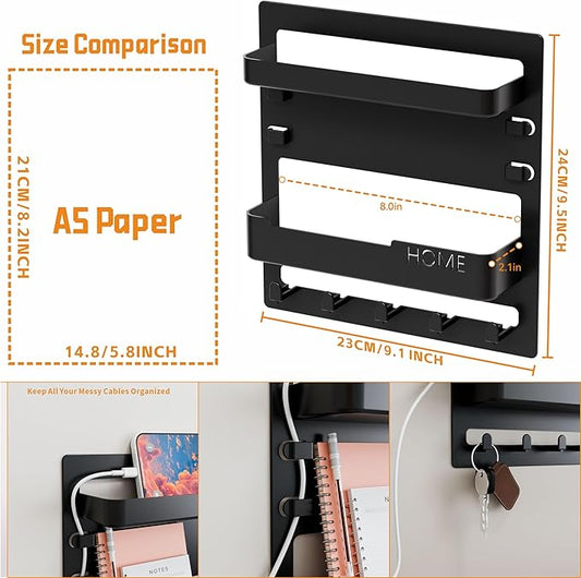 Yieach Bedside Shelf for Dorm Bed,Rv,Small Room and Nightstand,Wall Mounted Floating Shelves and Bedside Wall Organizer for Remote,Phone Holder,Charging Shelf,Cute Bedroom Decor for College Girl,Black