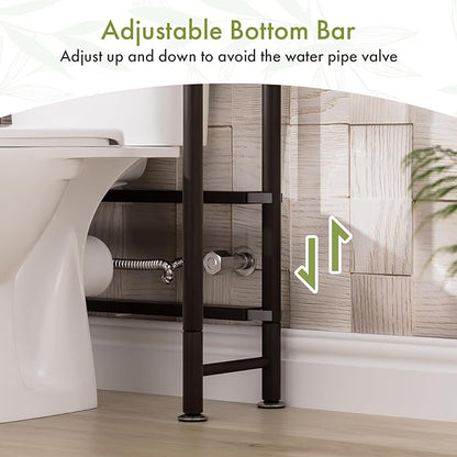 AmazerBath Bamboo Over The Toilet Storage Shelf, 2-Tier Over Toilet Bathroom Organizer Rack, Bathroom Shelves Over Toilet Space Saver, Espresso