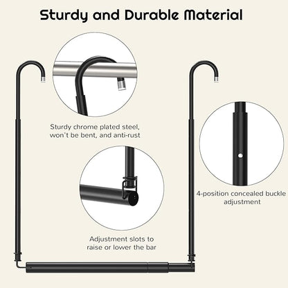 Hanging Closet Rod Adjustable Width Height Closet Rods For Hanging Clothes Black Closet Extender Hanging Rod Clothes Space-Saving Hanging Bar Organizer