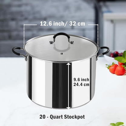 Cook N Home Water Bath Canner, 24 Quart Stainless Steel Stockpot | Large Pot with Stay-Cool Handles, Stockpot for Canning, Jars, Compatible with All Stovetops