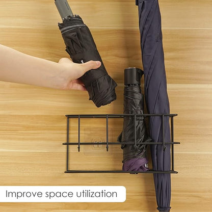 Wall Mounted Umbrella Storage Rack, Umbrella Storage Drain Rack, Self Adhesive Household Umbrella Holder (Black)