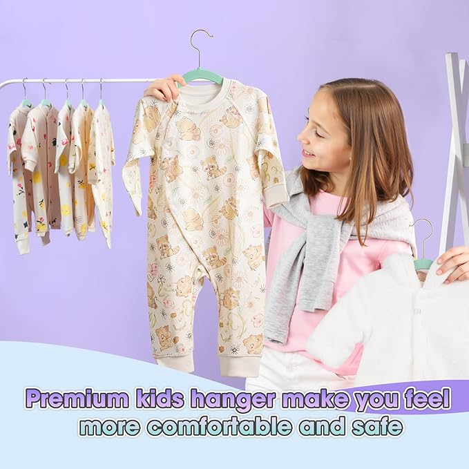 Baby Hangers Velvet 50 Pack-11.4 Inch,Baby Clothes Hanger Non Slip, Kid Hanger for Closet,Durable Infant/Toddler Hangers Teal Hanger