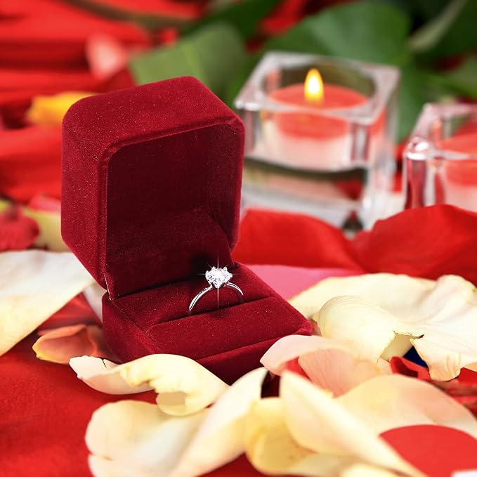 BBTO 36 Pieces Velvet Ring Box Bulk for Wedding Ceremony Engagement Ring Box Gift Wedding for Proposal Jewelry Display Case for Birthday Anniversary(Red)