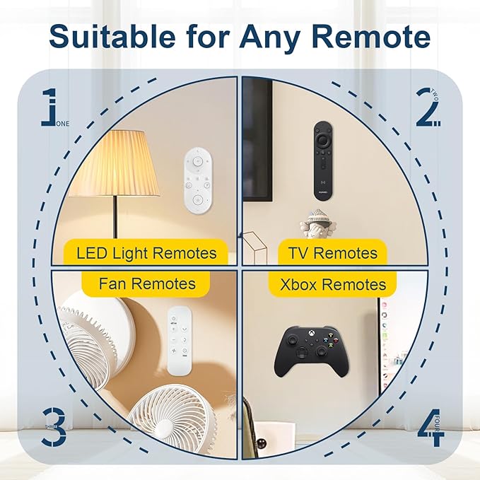 Magnetic Remote Control Holder Self-Adhesive Wall Mount, 6 Pack Upgraded Silicone Organizer Storage Wall Holder for Home Office TV, Fan and Air Conditioner Remote Control