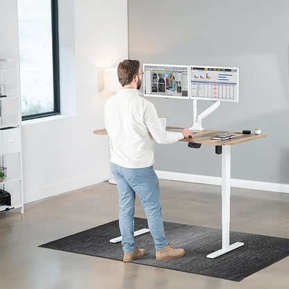 VIVO Electric 63 x 32 in Standing Desk, Memory Height Adjustment, 176 lb Frame Support, 2E Series, Reclaimed Wood Top White Frame, DESK-KIT-2EWP