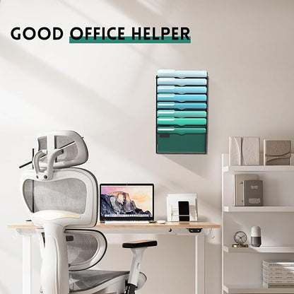 SUPEASY 8-Tier Wall File Organizer, Hanging Wall Files for Papers, Folders, Magazines, Wall Organizer for Clipboard, Assembly Needed, Black