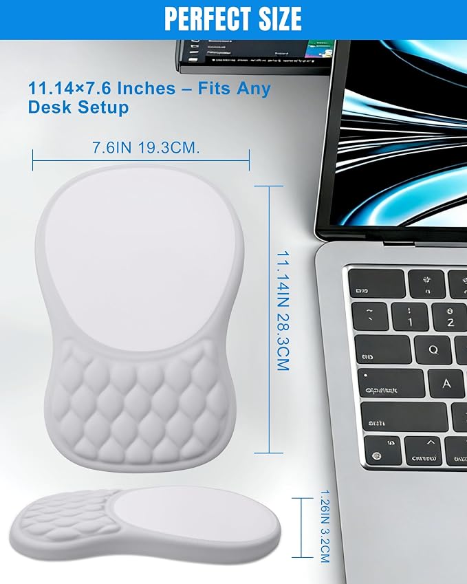 Ergonomic Mouse Pad with Wrist Rest, Slope Design Memory Foam Support, Smooth Lycra Surface, Non-Slip PU Base, Comfortable Mouse Mat for Office, Home, Computer Desk