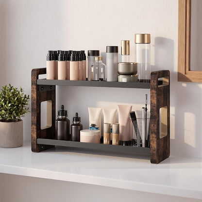 Bathroom Organizers and Storage,Bathroom Counter Organizer,Bathroom Counter Shelf,Bathroom Sink Organizer,Vanity Organizers,Vanity Storage,Perfume Display,Perfume Storages(Brown 2 Tier)