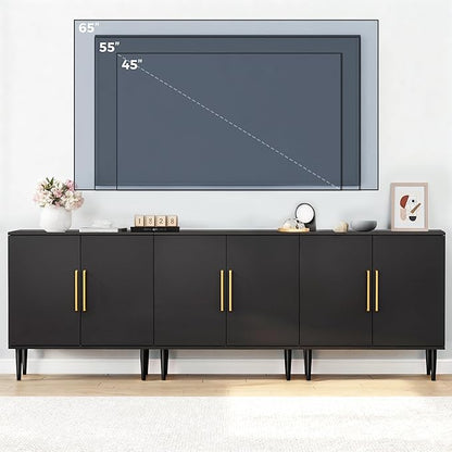 Modern Storage Cabinet, Free Standing Buffet Cabinet, Black Sideboard and Buffet Storage, Wood Accent Furniture for Living Room, Hallway, Entryway, Dining Room, Bedroom (1, Black) | Modern, Sideboard, Buffet Storage, with Doors, Accent Cabinet, 1