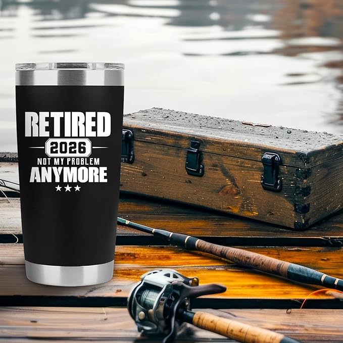 Retirement Gifts for Men 2026 - Retired Not My Problem Anymore - Funny Retired Tumbler for Men, Him, Father, Husband, Coworkers - Happy Retirement Gifts, Black Tumbler 20 Oz