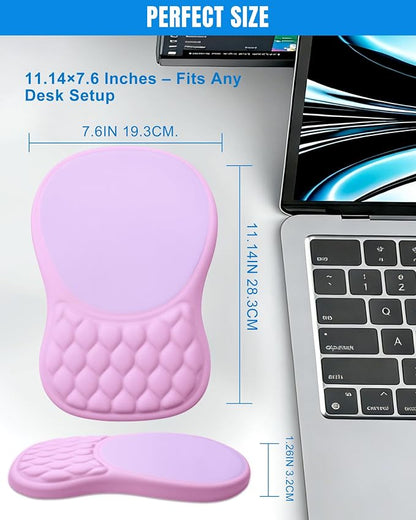 Ergonomic Mouse Pad with Wrist Rest, Slope Design Memory Foam Support, Smooth Lycra Surface, Non-Slip PU Base, Comfortable Mouse Mat for Office, Home, Computer Desk
