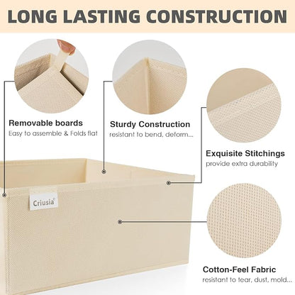 Criusia Drawer Organizer Clothes, 8 Pack Underwear Drawer Organizer, Foldable Cloth Storage Box Closet Organizers and Storage for Clothes, Socks, Scarves, Ties (Beige)