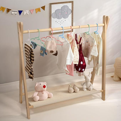Durable Kids Hangers 100 Pack - 11.4" Baby Clothes Hangers for Nursery Babies Infant Newborn Toddler Hanger for Girls Boys Youth Baby Size Hangers Non-Distorting from Stretching, Mix Colour