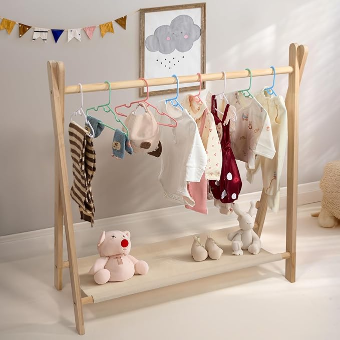 Kids Infant Hangers - 60PCS Plastic Baby Hangers for Toddler Clothes Closet - Childrens Hanger, Non-Slip Durable Child Hanger for Clothing Pants Coats and More, MUL-Color