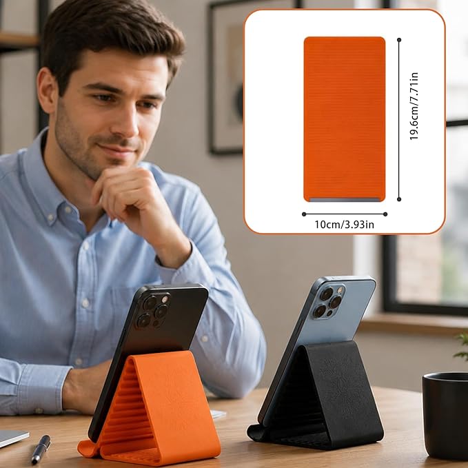 Flexible Silicone Phone Stand with Aluminum, Foldable Portable and Bendable Phone Holder for Phone Tablet Laptop, Portable Rollable Multi-Angle Stand (Black)