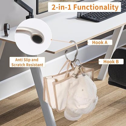 Purse Hook for Table 2-in-1 Anti Slip Purse Hook, Table Purse Hook with Gift Box, Heavy Duty Bag Hook Available for Women and Men Gifts (Silver)