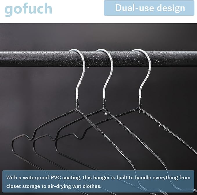 Ultra-Thin Metal Hangers, 30 Pack Non-Slip PVC Coated Space Saving Clothes Hangers for Closet, 16 inch Wide for Suits, Dresses, Jackets（Gray）