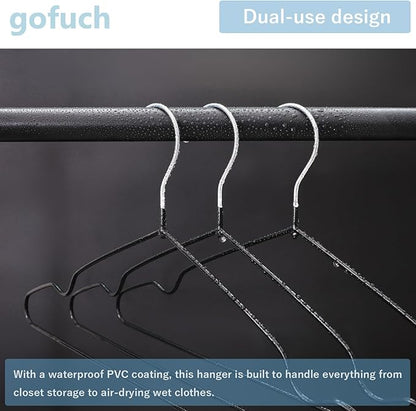 Ultra-Thin Metal Hangers, 20 Pack Non-Slip PVC Coated Space Saving Clothes Hangers for Closet, 16 inch Wide for Suits, Dresses, Jackets（White）