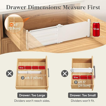 Lifewit 5" High 9 Pack Drawer Dividers, 11.5"-18.5" Adjustable Deep Drawer Organizer Clothes, Expandable White Plastic Separators for Dresser, Kitchen, Cabinet, Nursery, Office Organization & Storage