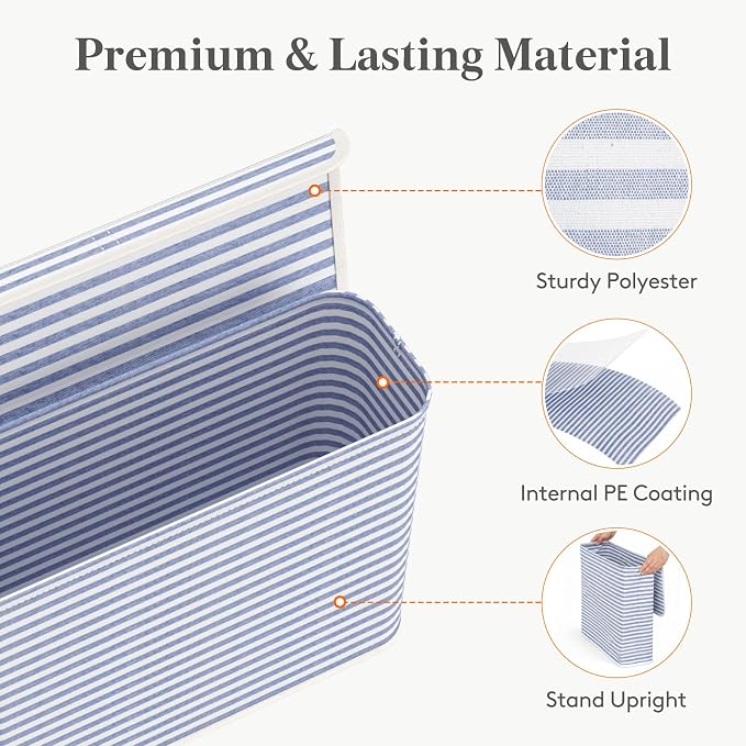 Lifewit 22L Toilet Paper Storage Holder for 9 to 12 Rolls, Foldable Fabric Toilet Paper Basket with Lid, Freestanding Bathroom Tissue Storage and Organization for TP, Towels and Toiletries, Dark Blue