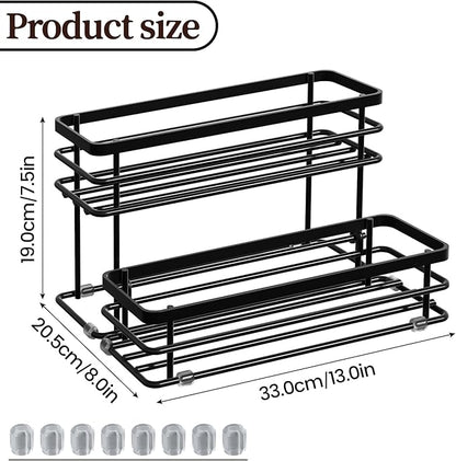 8 Bottle Coffee Syrup Organizer Rack, 2 Tier Coffee Syrup Stand Holder for Coffee Bar, Coffee Syrup Organizer for Countertop, Small Wine Rack for Family, Storage for Syrup, Dressing, Black