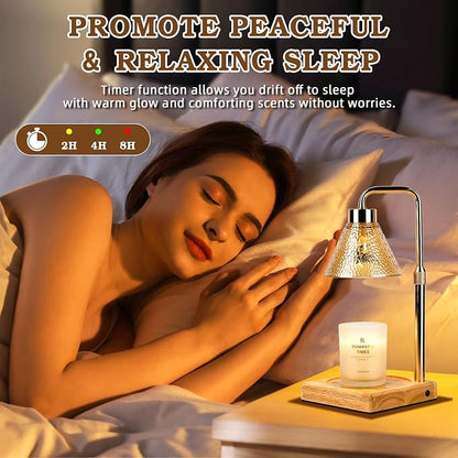 Funistree Modern Candle Warmer Lamp, Dimmable Candle Lamp Warmer with Timer, Mothers Day Birthday Gifts for Women Who Have Everything, Adjustable Men's Candle Lamp, Cozy Living Room Bedroom Decor