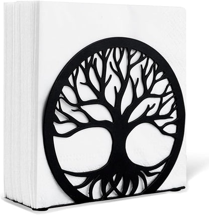 Napkin Holder for Table, Standing Napkin Dispenser Outdoor Farmhouse Black Cocktail Napkin Holders for Kitchen Coffee Shop Dining Room (6"x 1.7"x 4.9")