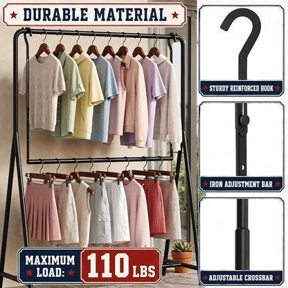 OPKING Double Hanging Closet Rod Extenders Adjustable Width & Height Space-Saving, Black