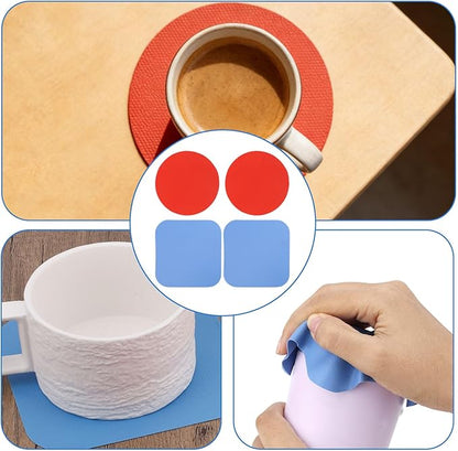 4pcs Jar Opener Gripper Pads, Rubber Can Opener Bottle Lid Cap Gripper Pads for Weak Hands Seniors Elderly Multi-Function Kitchen Coasters Gadgets (Red, Blue)