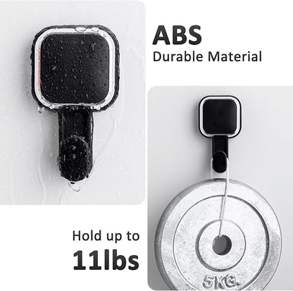 LEVERLOC 4 Pack Suction Cup Hooks for Inside Shower, Powerful Vacuum Suction Shower Holder for Towel, Loofah, Clothes, Damage Free Hanging Bathroom Wall Hooks, Easy to Install and Remove, Black
