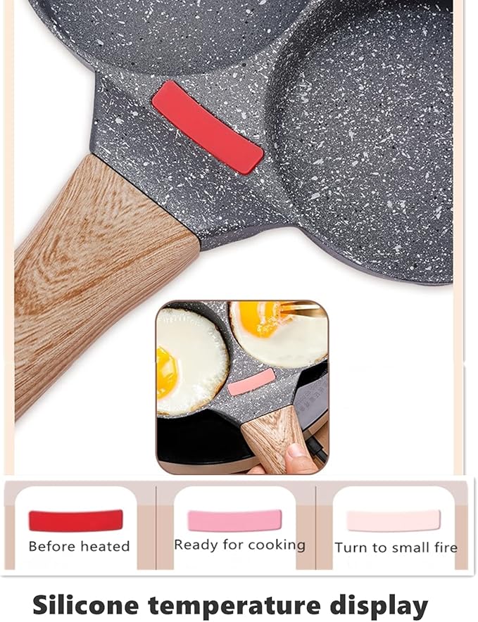 4-Cup Egg Pan Nonstick, and Granite Egg Frying Pan, Versatile Breakfast Skillet for Eggs, Pancakes, Plett, Crepes, Compatible with Gas Stove and Induction Cooktop