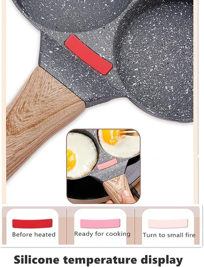 4-Cup Egg Pan Nonstick, and Granite Egg Frying Pan, Versatile Breakfast Skillet for Eggs, Pancakes, Plett, Crepes, Compatible with Gas Stove and Induction Cooktop