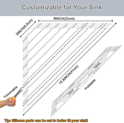 HANZENMA Triangular Sink Rack, Multi-Functional Rack Above the countertop, Foldable Sink Drying mat, Heat-Resistant, Non-Slip, and Rust-Proof Dish Rack (White)