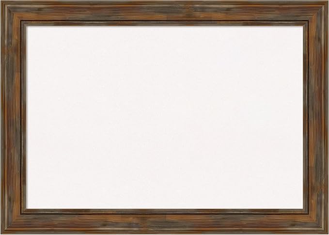 Amanti Art White Cork Board for Wall, 30x42 Vision Board with Brown Wood Frame, Large Corkboard Office Decor for Home Organization, Rustic Farmhouse Corkboard Pinboard to display items for home