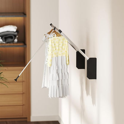 Pull Down Closet Rod Adjustable Width 26-35 Inches Floating Shelves Liftable Clothes 60lbs Hanger Heavy Duty Wardrobe Organizer Adjustable Home Clothes Storage Side & Back Mounted Closet Pole