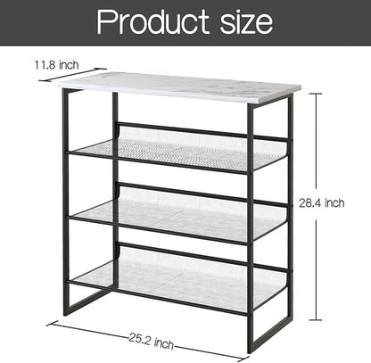 Garden 4 you 4 Tiers White Marble Shoe Rack,Freestanding Organizer Multi-Purpose Adjustable Flat and Slant Storage Rack Shoe Shelf, High Heels Potted Plant for Entryway Hallway Living Room Closet
