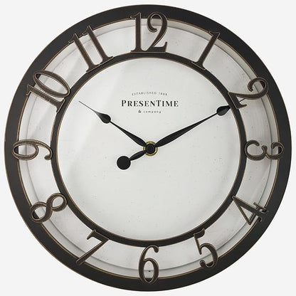 Presentime & Co 10" Farmhouse Series Wall Clock, Vintage Style, Retro Clock, Silent no Ticking, Oil Rubbed Bronze Finish